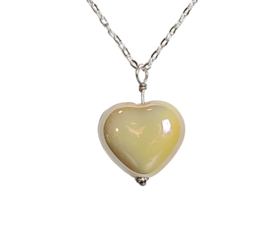 Cream Ceramic Heart Necklace