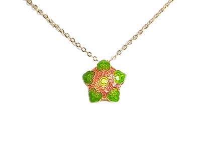 Pink and Green Cloisonne Necklace