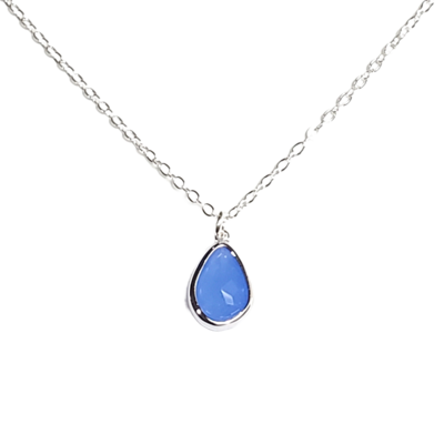 Periwinkle blue teardrop necklace with adjustable chain