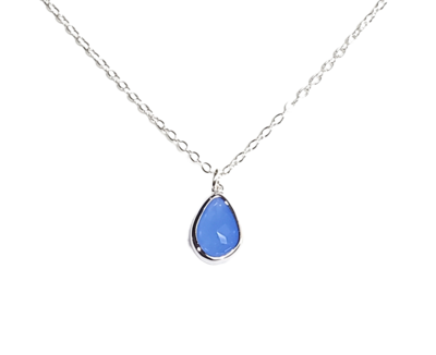 Periwinkle Blue Teardrop Necklace with Adjustable Chain