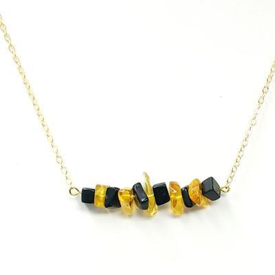 Bumblebee bar necklace - blackstone and citrine