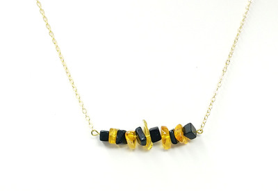 Bumblebee Bar Necklace - Blackstone and Citrine