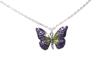 Children's Purple and Green Butterfly Necklace