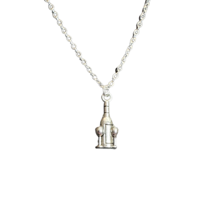 Dainty wine charm necklace