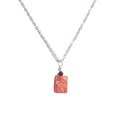 Pink Druzy and Black Crystal Necklace