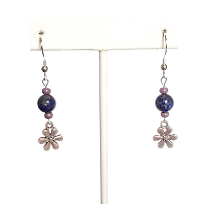 Lapis lazuli and flower charm earrings