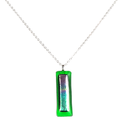 Purple sunrise over the sea dichroic fused glass bar necklace
