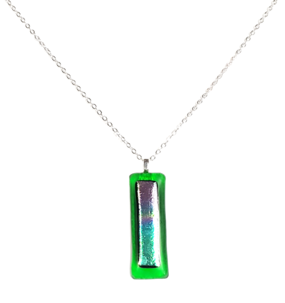Purple Sunrise over the Sea Dichroic Fused Glass Bar Necklace