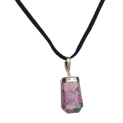Ruby in zoisite suede cord necklace