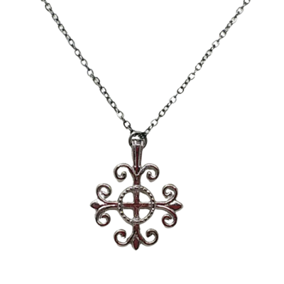 Scroll cross pendant necklace