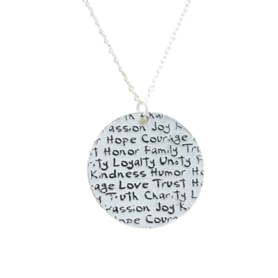 Stamped  my values pendant necklace