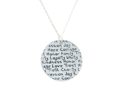 Stamped  My Values Pendant Necklace