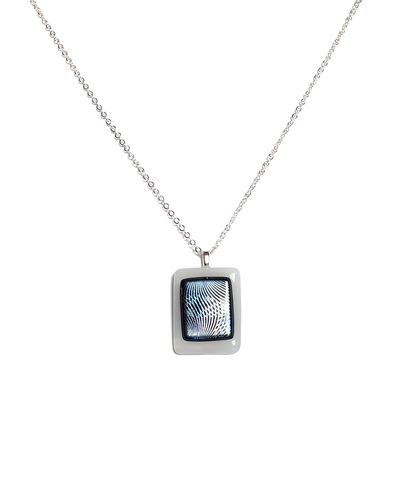 Dichroic Geometric on Milky White Fused Glass Pendant Necklace