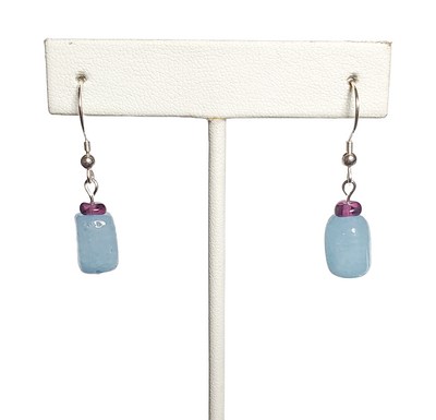 Aquamarine and Amethyst Earrings with Sterling Silver Hooks