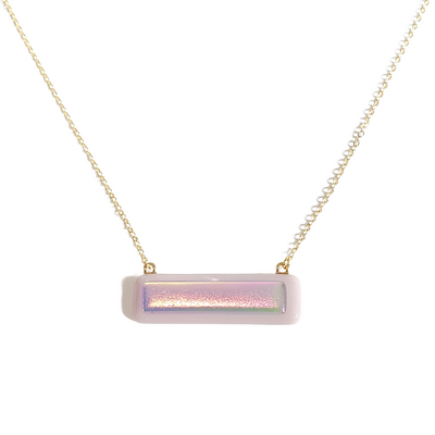 Dichroic iridescent on lavender fused glass necklace