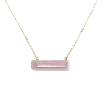 Dichroic Iridescent on Lavender Fused Glass Necklace