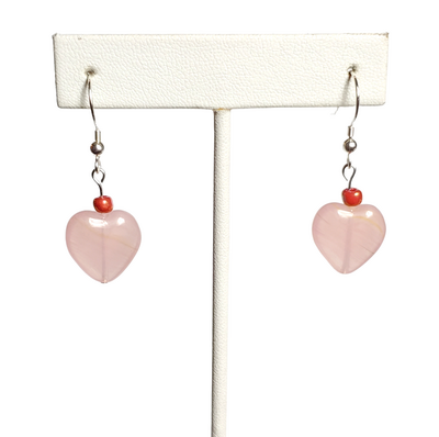 Rose Quartz Heart Earrings