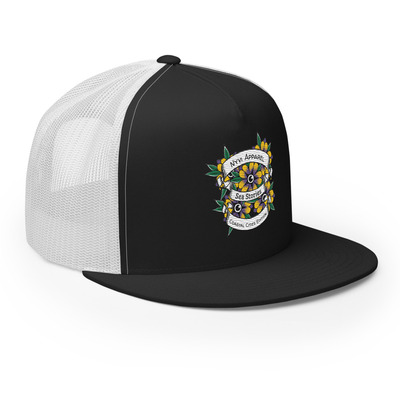 Purple yellow ecu coastal trucker cap