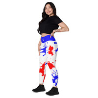 Red White Blue Splatter Leggings with pockets - Thumbnail 6