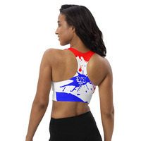 Red White Blue Longline Sports Bra - Thumbnail 3