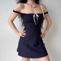 Ruffled Lace Square Neck Slip Dress - Thumbnail 3