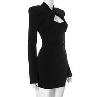 Solid color casual twisted shoulder pad waist hip skirt - Thumbnail 4