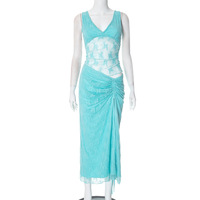 Lace hollow see-through open back gathered drawstring hip suit - Thumbnail 6