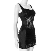 Autumn and winter pullover sling tube top lace hollow see-through backless short skirt - Thumbnail 3