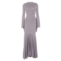 Solid color bell sleeve waist elegant fishtail skirt - Thumbnail 1