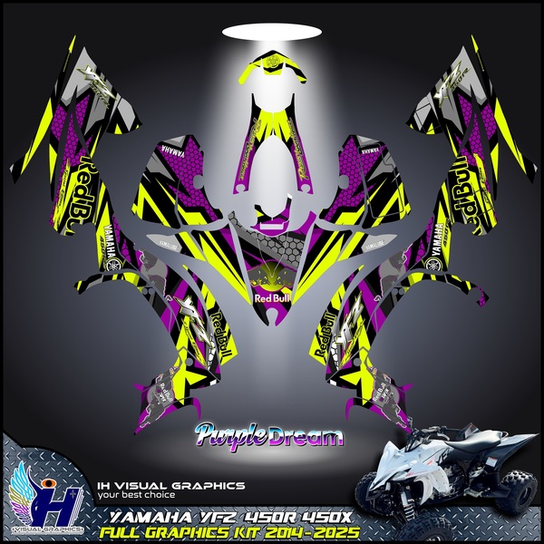 Yamaha YFZ 450R 450X graphics kit 2014 2015 2016 2017 2018 2020 to 2025 decals stickers atv