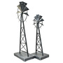 Adam & Friends Home Decor Metal Windmills (Large & Small) Sculpture | 2-Piece | Pewter | 676685055408-1