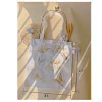 Butterfly Canvas bag Hanfu messenger bag embroidered ancient style cheongsam bag eco-friendly bag - Thumbnail 2