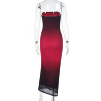 Bandeau Gradient Mesh Hot Girl Dress - Thumbnail 3