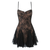 Retro style lace transparent suspender skirt dress - Thumbnail 3