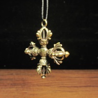 Tibetan Nepal esoteric cross Vajra pestle hangtag Buddhist products Vajra Necklace Pendant Dorje phurpa amulet - Thumbnail 2