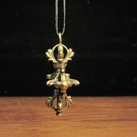 Tibetan Nepal esoteric cross Vajra pestle hangtag Buddhist products Vajra Necklace Pendant Dorje phurpa amulet - Thumbnail 3