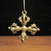 Tibetan Nepal esoteric cross Vajra pestle hangtag Buddhist products Vajra Necklace Pendant Dorje phurpa amulet - Thumbnail 4