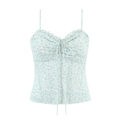 Retro floral holiday style fresh back strap top