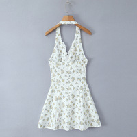 Vintage Flora Print Lace Halter Dress - Thumbnail 1