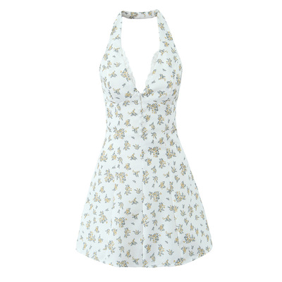 Vintage flora print lace halter dress - Thumbnail 3