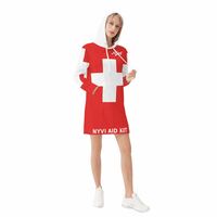 Nyvi Aid Hoodie Dress Red - Thumbnail 3