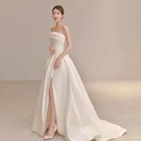 Elegant Strapless Sleeveless Banquet Bride Dress - Thumbnail 2