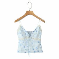 Holiday Bluebell V-neck Elastic Lace Camisole Top - Thumbnail 2
