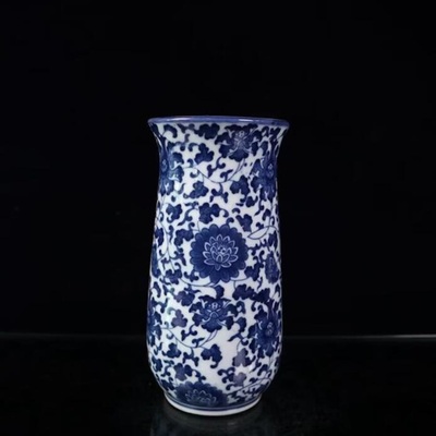 Collection crafts blue and white porcelain vase hand-painted lotus pattern vase | collection | retro | vintage