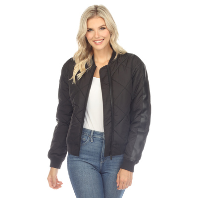 White mark women's quilted puffer bomber jacket