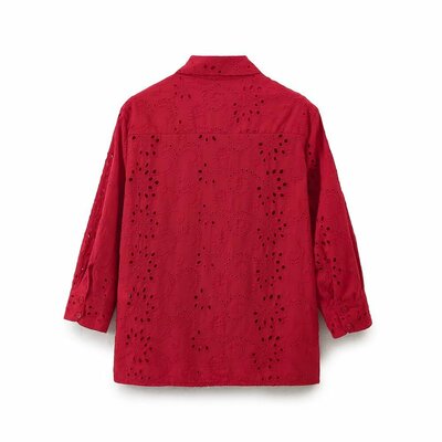 Street fashion tops embroidered poplin long sleeve shirt