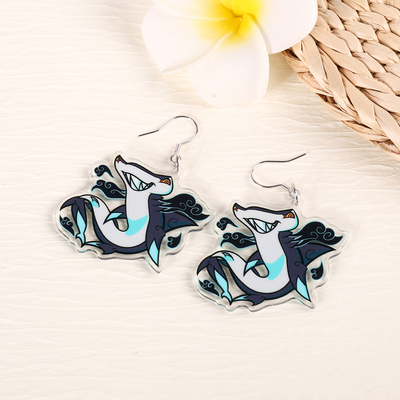 Animal earrings - dark cloud - hammerhead shark