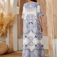 Blue casual print dress - Thumbnail 3