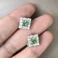 Lustrous Natural Zambian Emerald Oval 6x4mm Earstuds 925 Sterling Silver Stud Earrings Gemstone Earstuds Birthday Anniversary Wedding Gift - Thumbnail 7