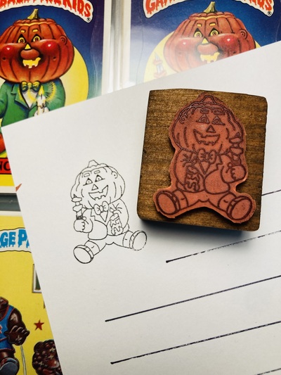 Garbage Pail Kid Duncan Pumpkin Rubber Stamp